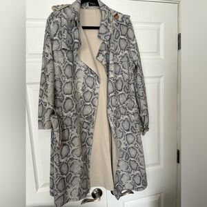 Suede snake print trench